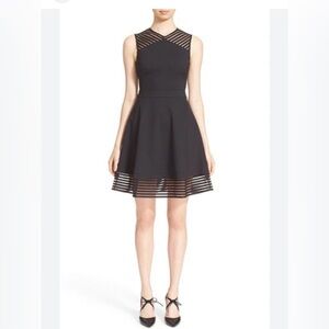 Ted Baker London Black Mesh Detail Mini Dress